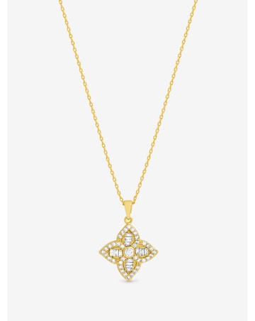 Jon Richard 18K Gold Plated and Crystal Clover Necklace