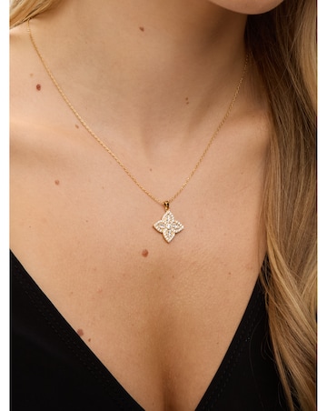 Jon Richard 18K Gold Plated and Crystal Clover Necklace