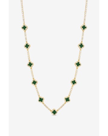 Jon Richard Gold Plated and Emerald Clover Necklace - Gift Box