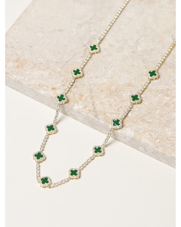 Jon Richard Gold Plated and Emerald Clover Necklace - Gift Box