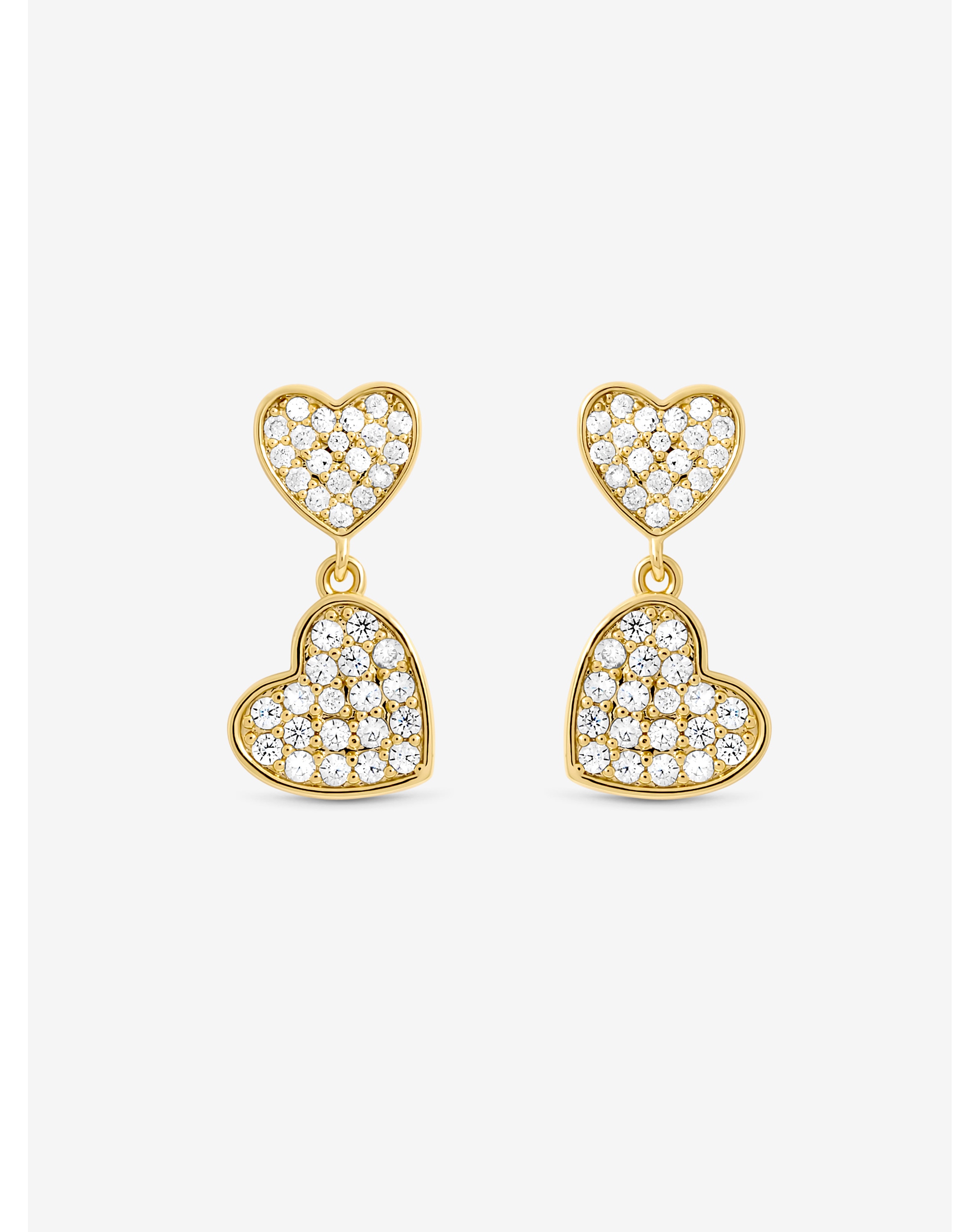 18K Gold Plated Pave Heart Earrings