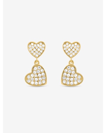 Jon Richard 18K Gold Plated Micro Pave Heart Earrings