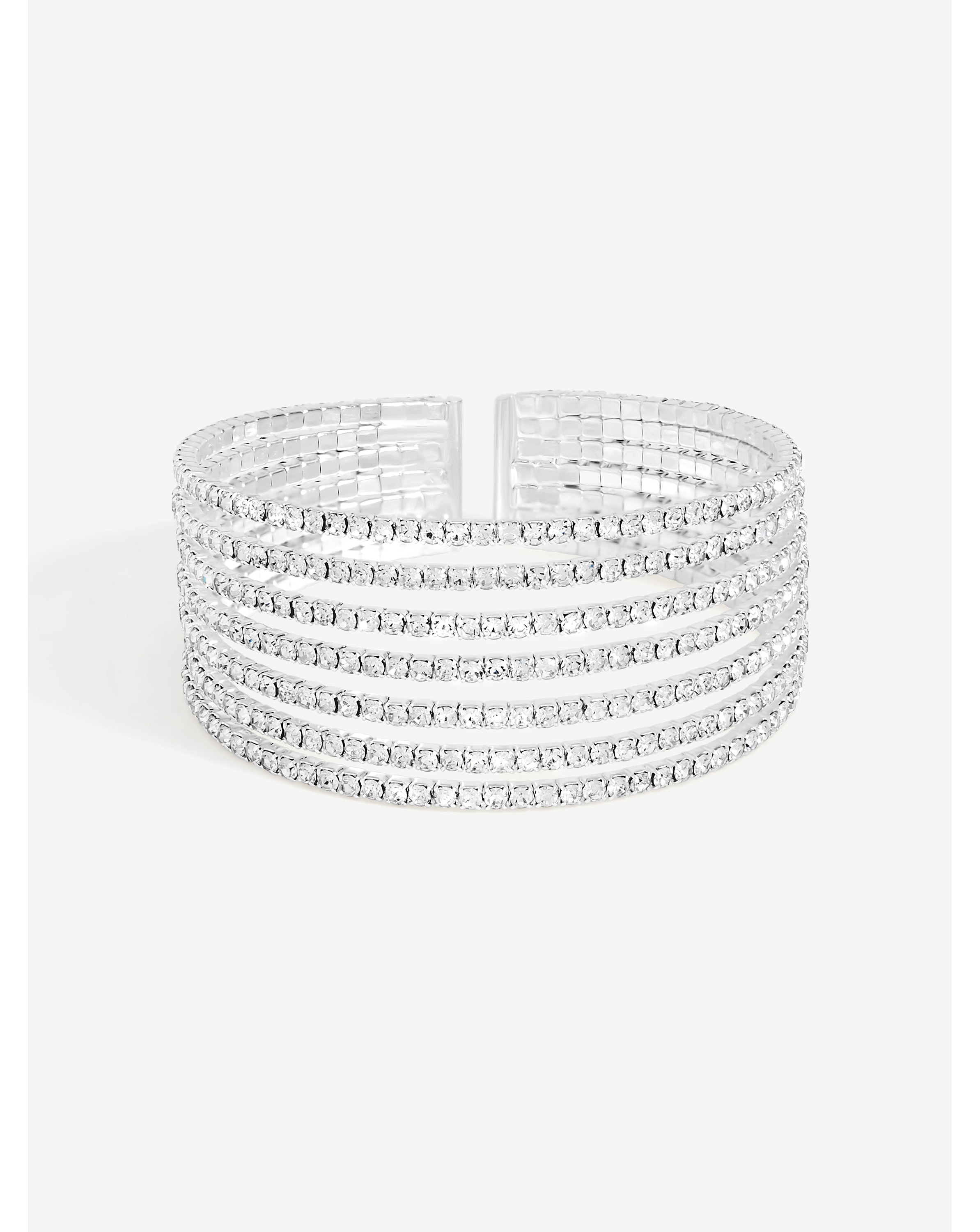 Silver Plated Crystal Cuff Bracelet