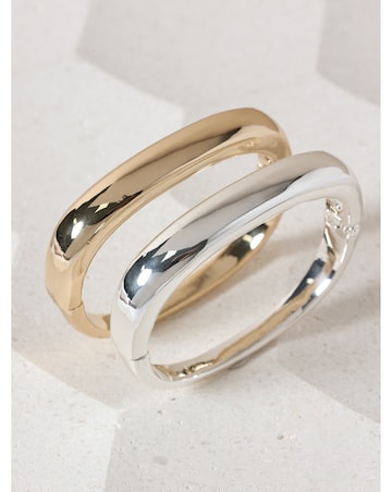 Jon Richard Silver Plated Polished Rectanglar Bangle