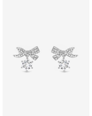 Jon Richard Rhodium Plated and Pave Mini Bow Earrings