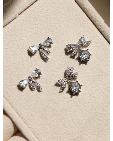 Jon Richard Rhodium Plated and Pave Mini Bow Earrings