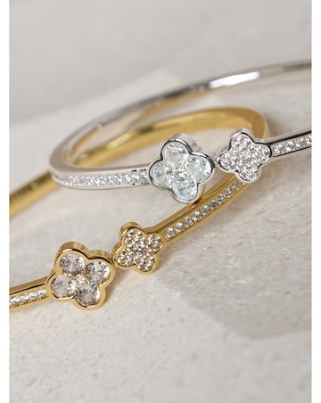 Jon Richard Gold Plated and Pave Clover Bangle