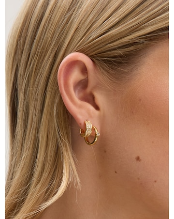 Jon Richard Silver Plated Polished and Pave Hoops - Pack of 2