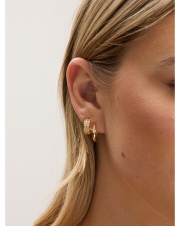 Jon Richard Silver Plated Polished and Pave Hoops - Pack of 2