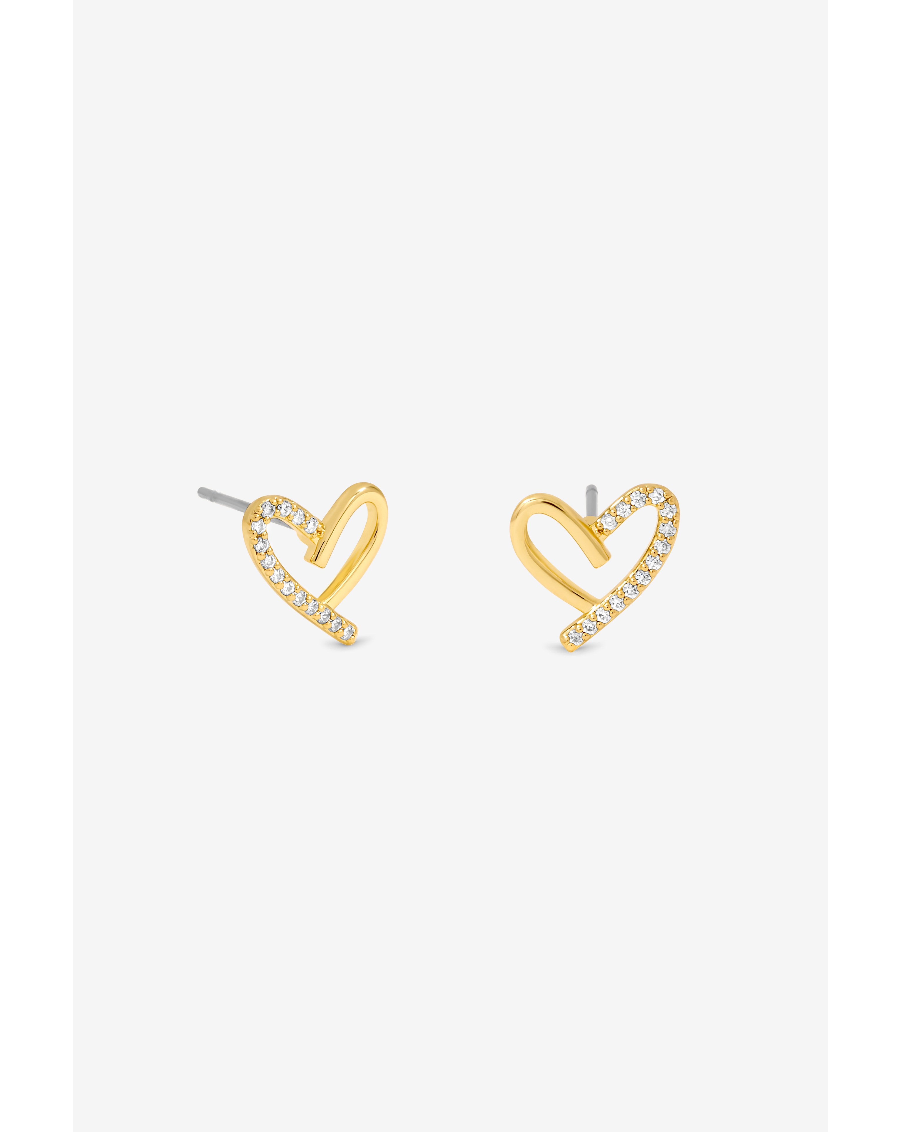 14K Gold Plated Crystal Heart Studs
