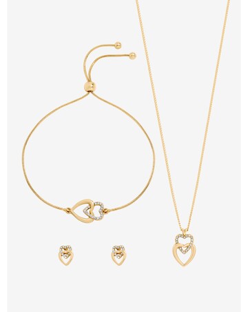 Jon Richard Gold Plated Crystal and Polished Heart Trio Set - Gift Box