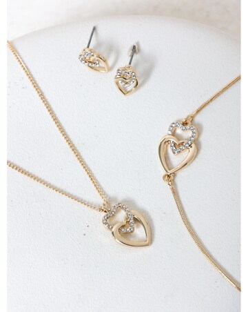 Jon Richard Gold Plated Crystal and Polished Heart Trio Set - Gift Box