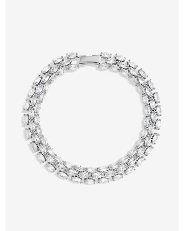 Jon Richard Rhodium Plated and Cubic Zirconia Navette Bracelet