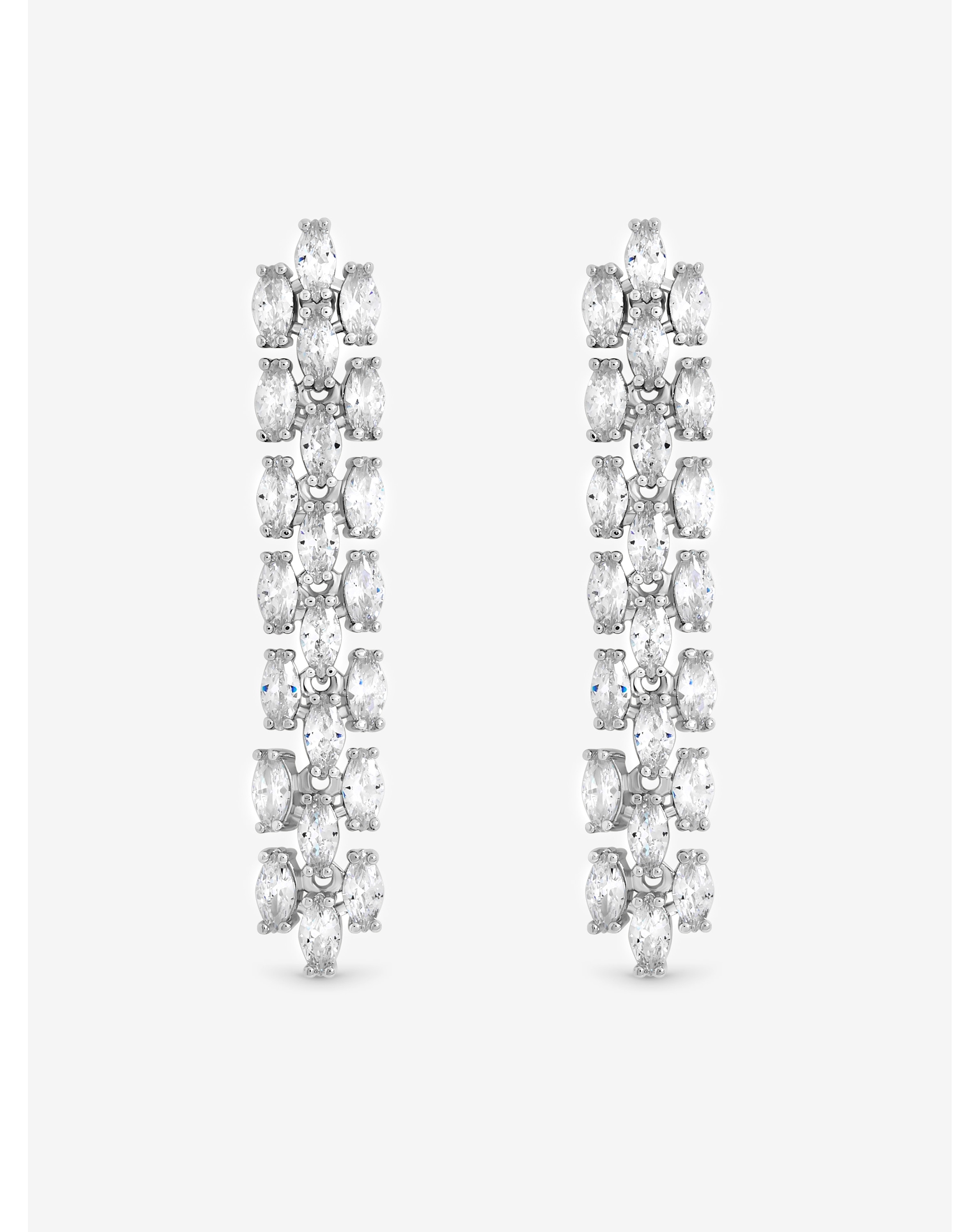 Rhodium Plated CZ Drop Earrings