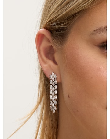 Jon Richard Rhodium Plated and Cubic Zirconia Navette Drop Earring