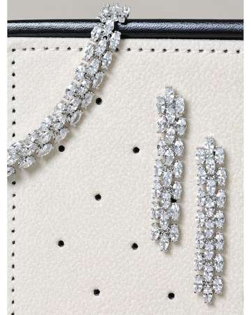 Jon Richard Rhodium Plated and Cubic Zirconia Navette Drop Earring