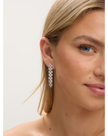 Jon Richard Rhodium Plated and Cubic Zirconia Navette Drop Earring