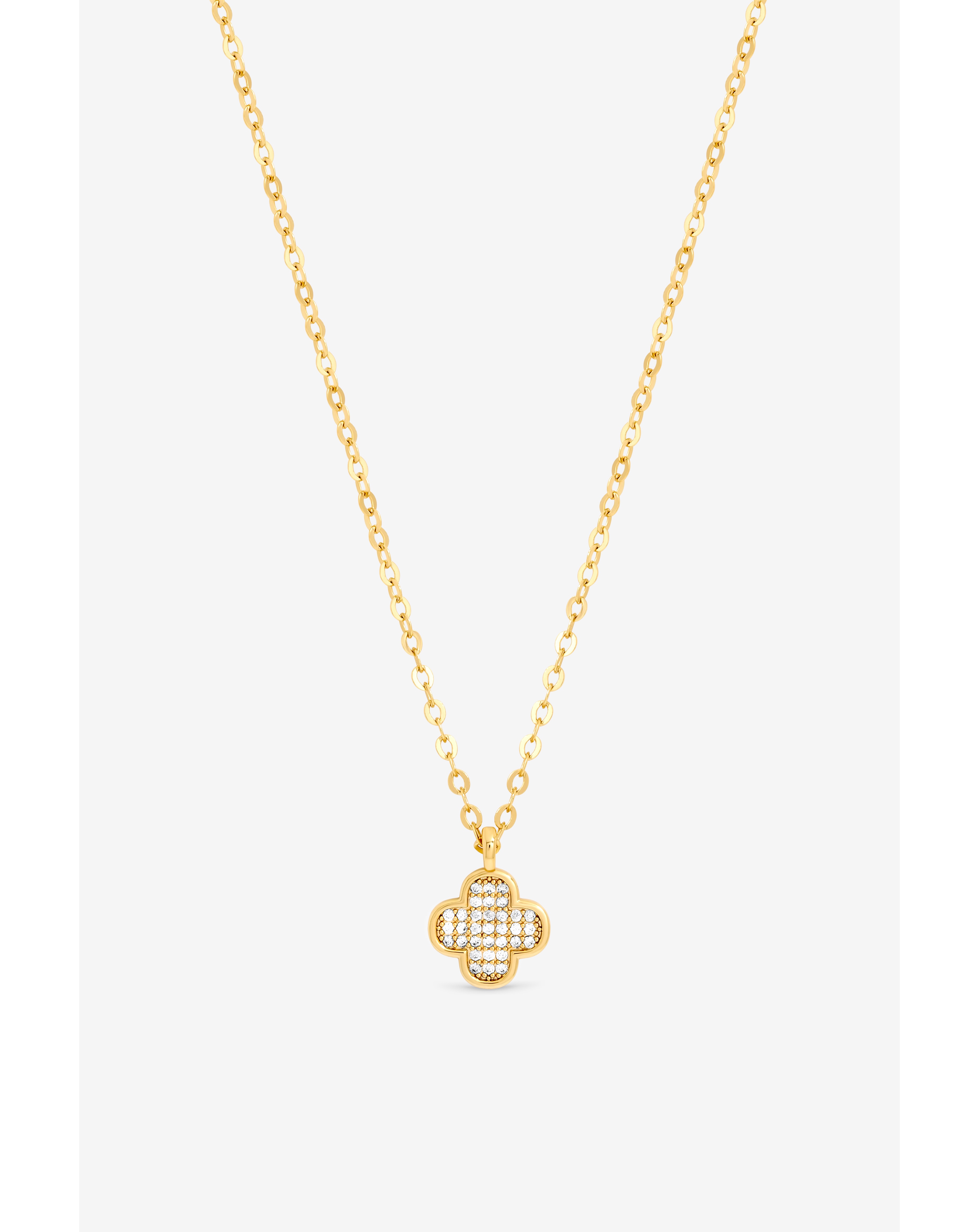 Gold Plated Mirco Pave Clover Pendant