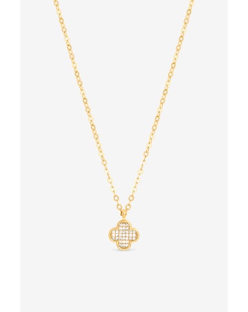 Jon Richard Gold Plated Mirco Pave Clover Pendant