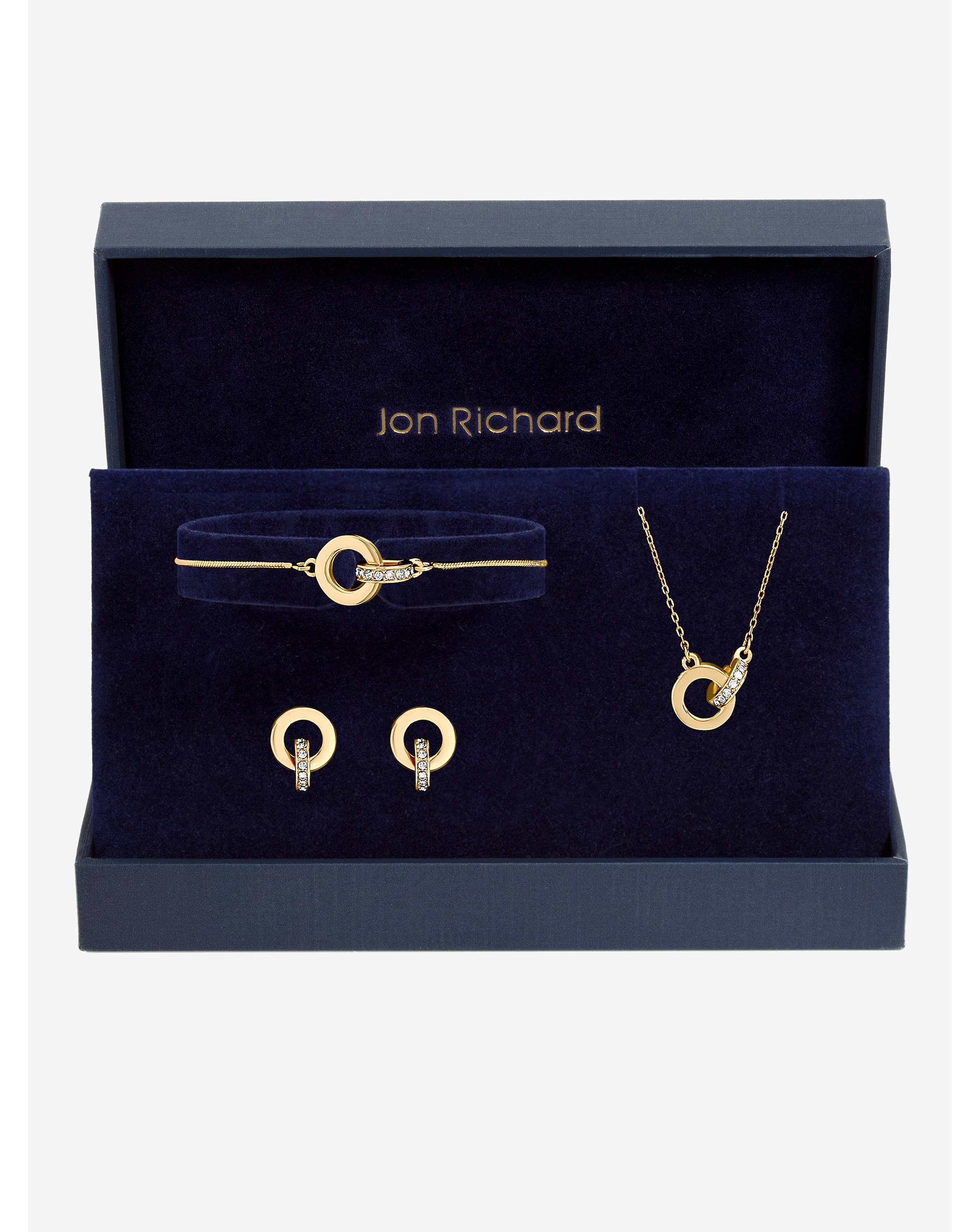 Gold Plated Crystal Circle Link Trio Set