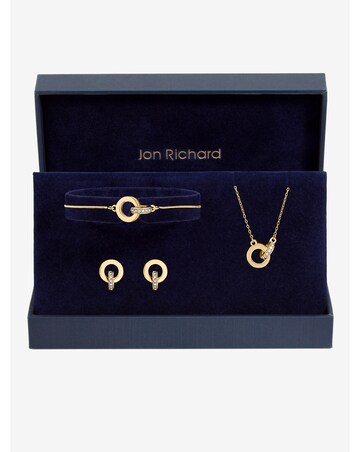 Jon Richard Gold Plated and Crystal Circle Link Trio Set - Gift Box