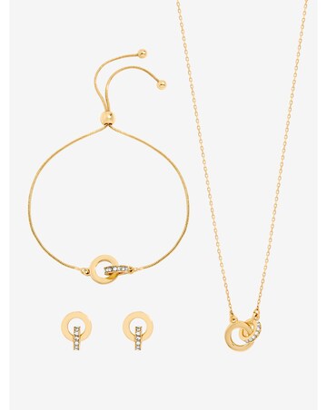 Jon Richard Gold Plated and Crystal Circle Link Trio Set - Gift Box