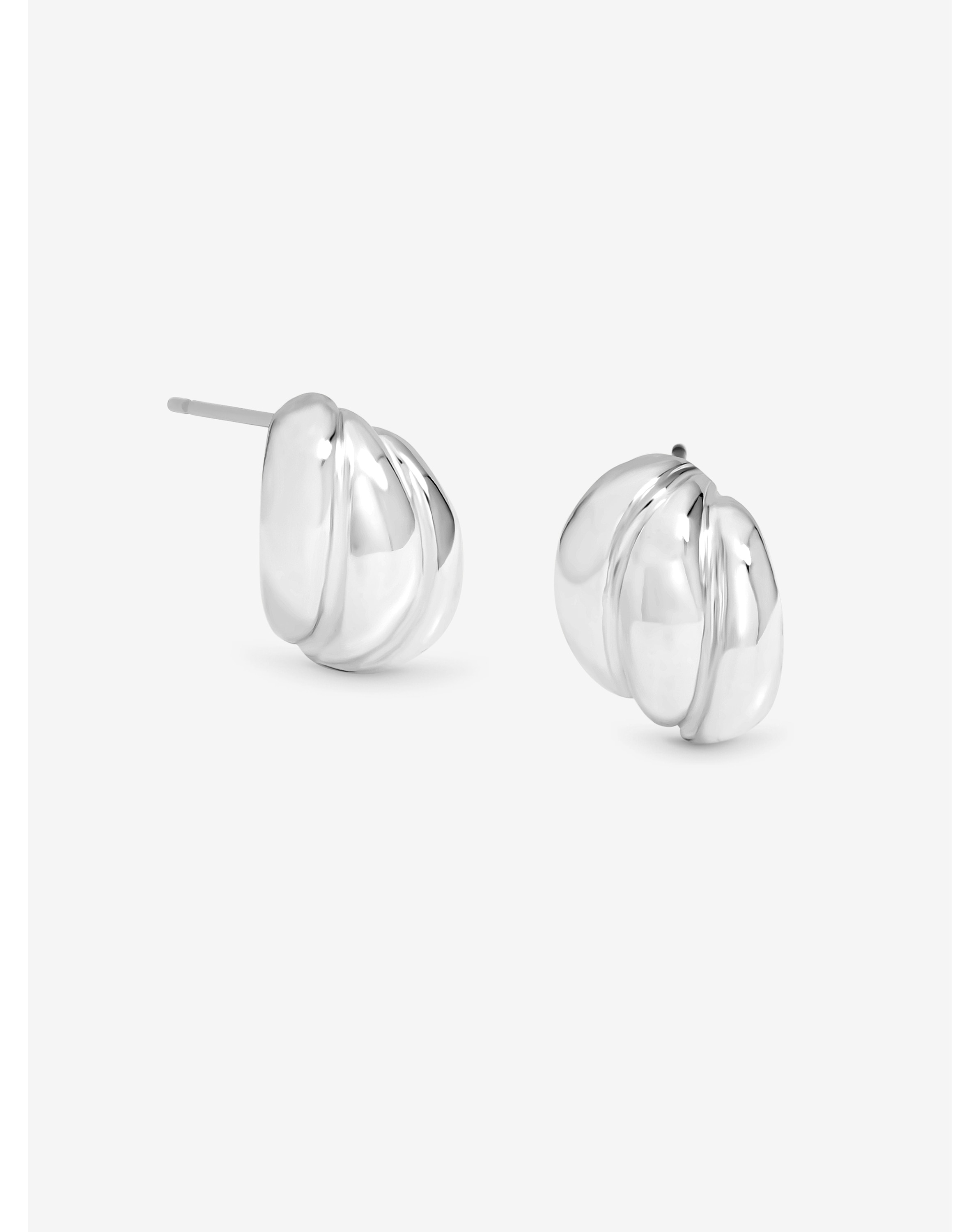 Silver Plated Mini Ribbed Studs