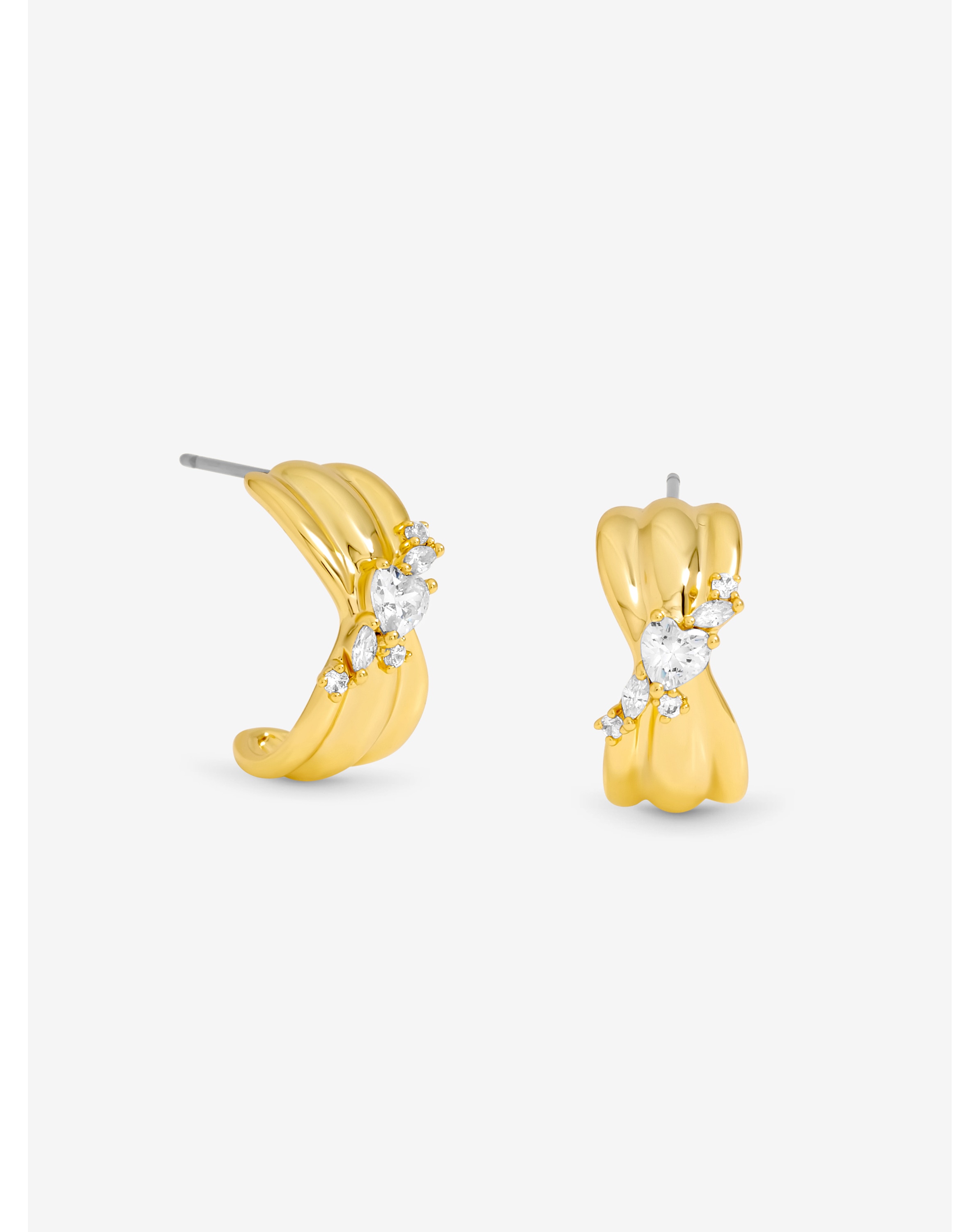 Gold Plated Crystal Half Hoops