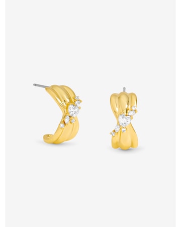 Jon Richard Gold Plated and Crystal Half Hoop Earrings