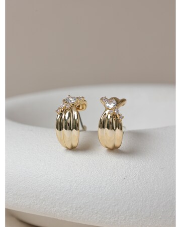 Jon Richard Gold Plated and Crystal Half Hoop Earrings