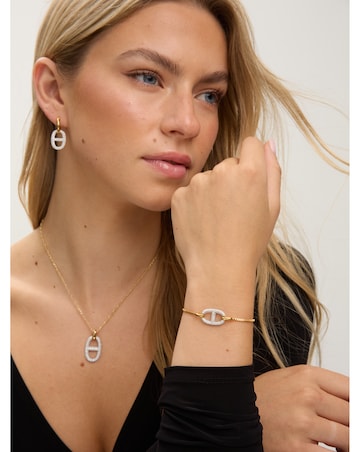 Jon Richard 18K Gold Plated Two Tone Pave Link Necklace