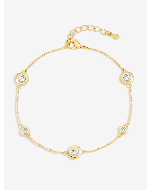 14K Gold Plated CZ Besel Bracelet