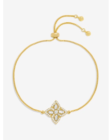 Jon Richard 18K Gold Plated and Crystal Clover Bracelet