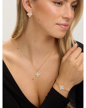 Jon Richard 18K Gold Plated and Crystal Clover Bracelet