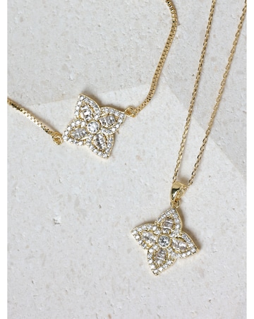 Jon Richard 18K Gold Plated and Crystal Clover Bracelet