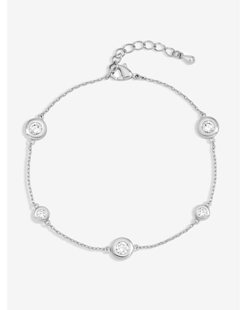 Jon Richard Silver Plated and Cubic Zirconia Besel Station Bracelet