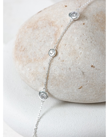 Jon Richard Silver Plated and Cubic Zirconia Besel Station Bracelet