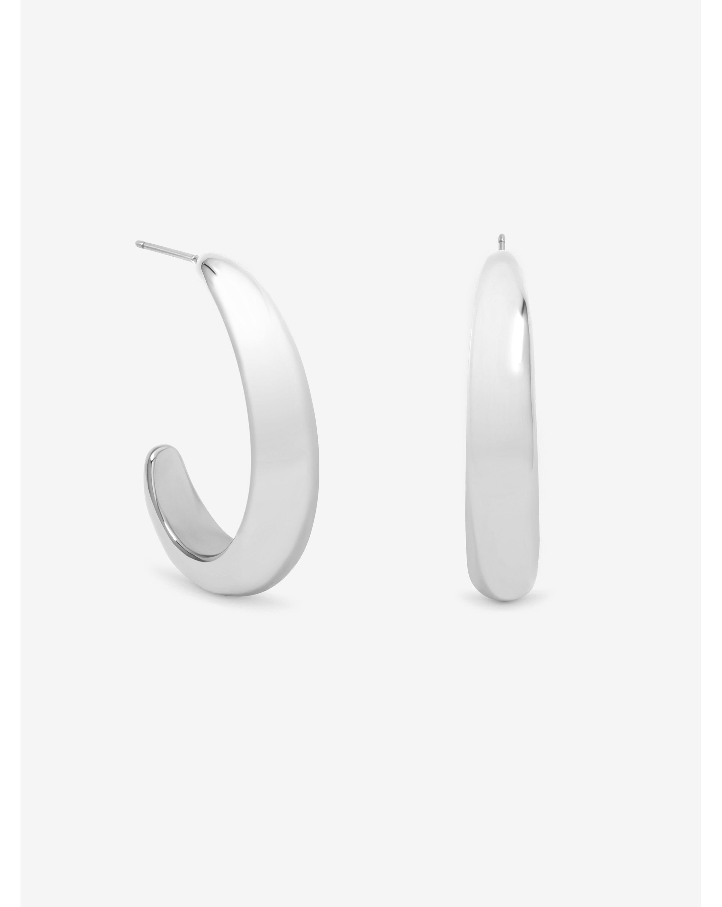 Silver Plated Polished Large Curve Hoops