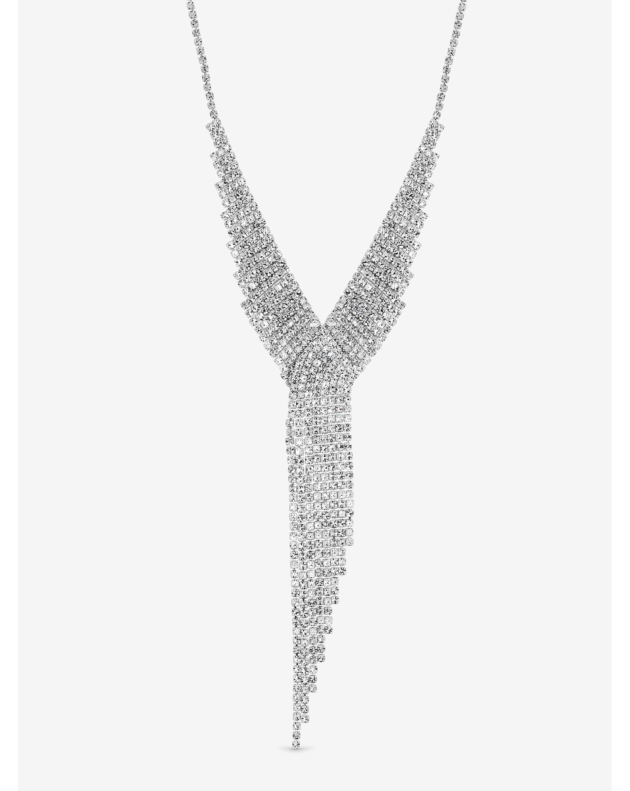 Silver Plated Crystal Drop Necklace