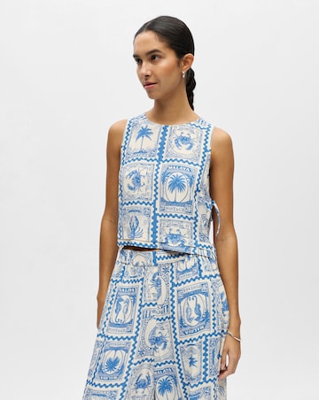 OBJECT Sleeveless Postcard Print Cropped Top