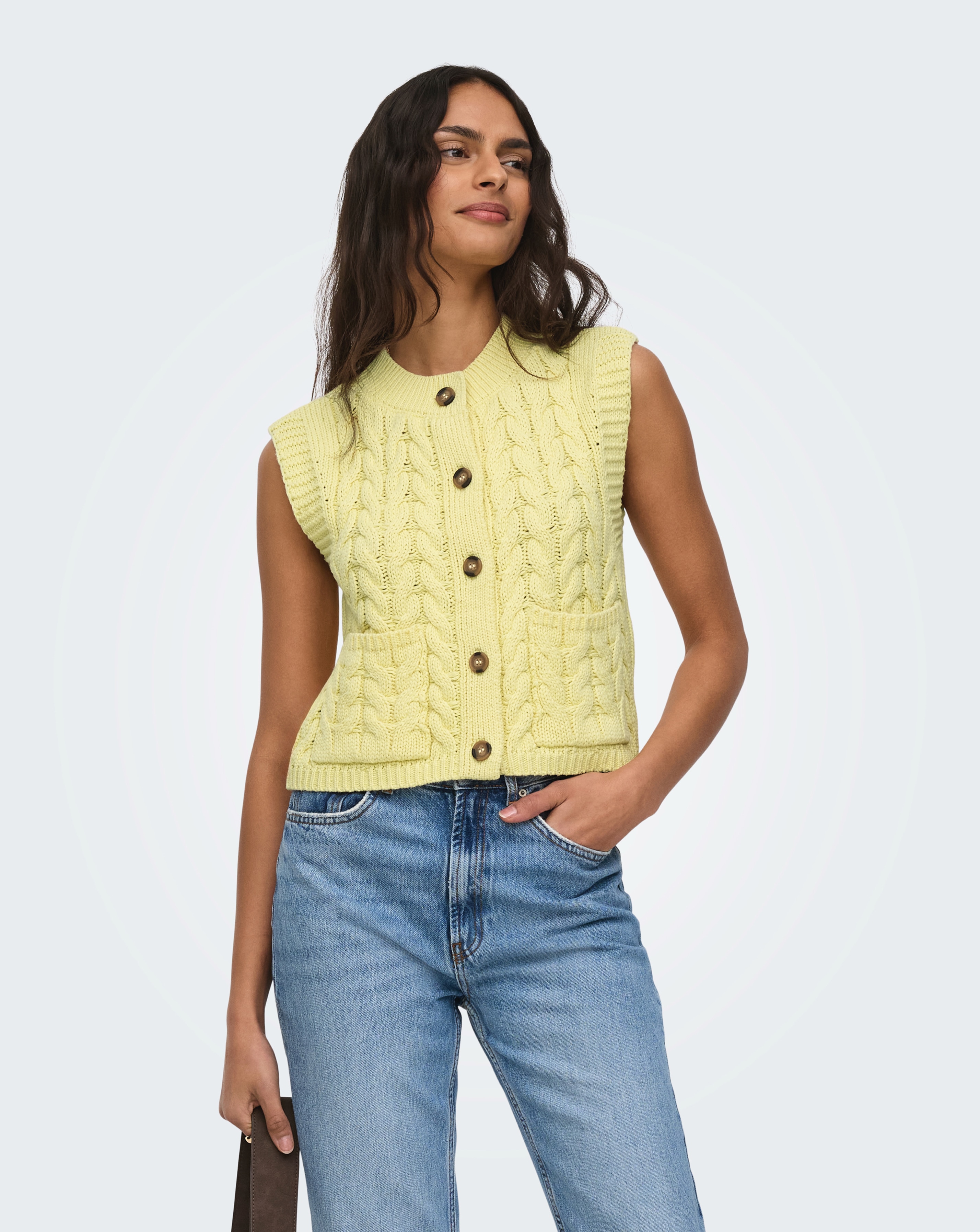 New In - JdY Annalise O-Neck Cable Vest Knit
