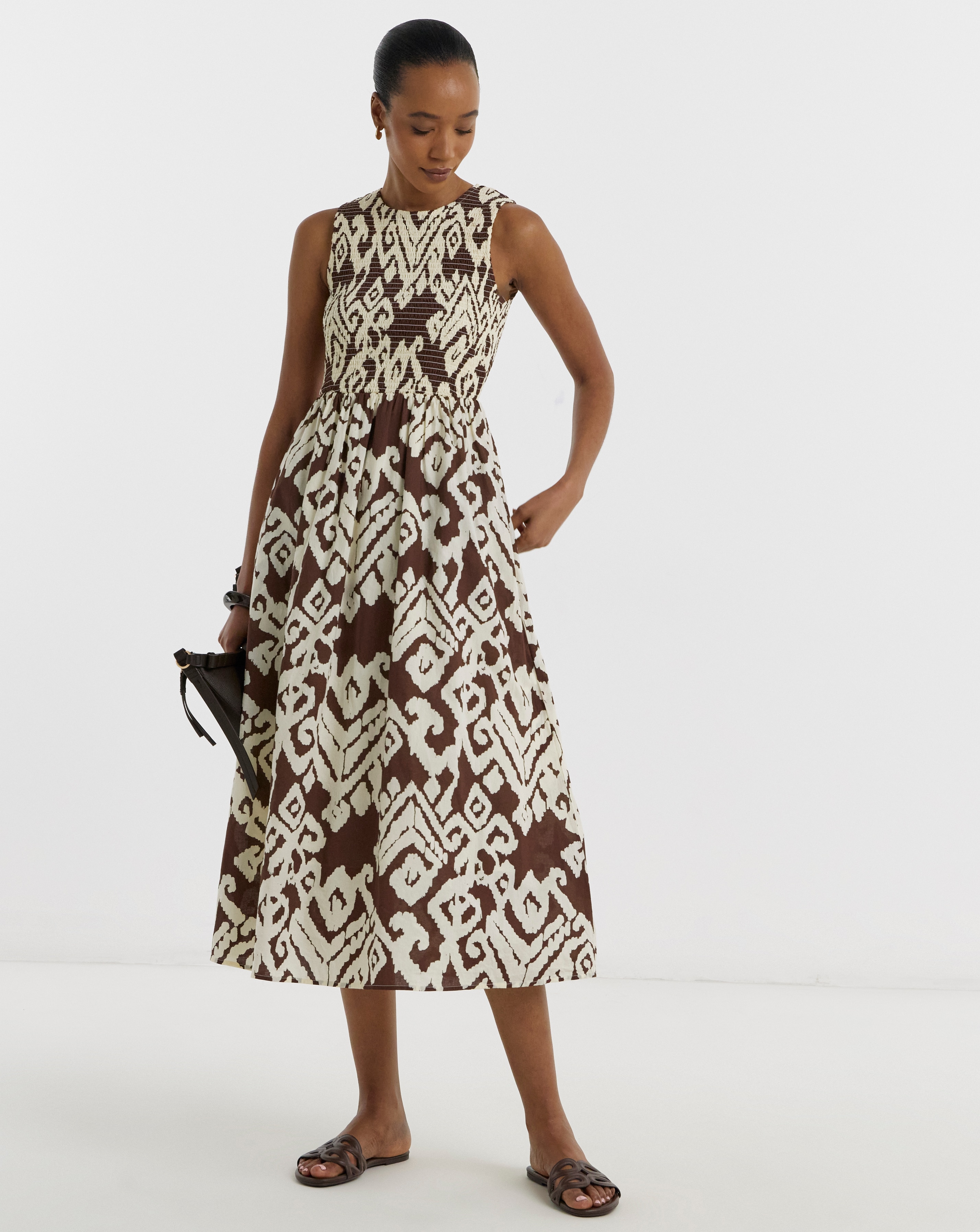 New In - JdY Diego S/L Woven Print Midi Dress