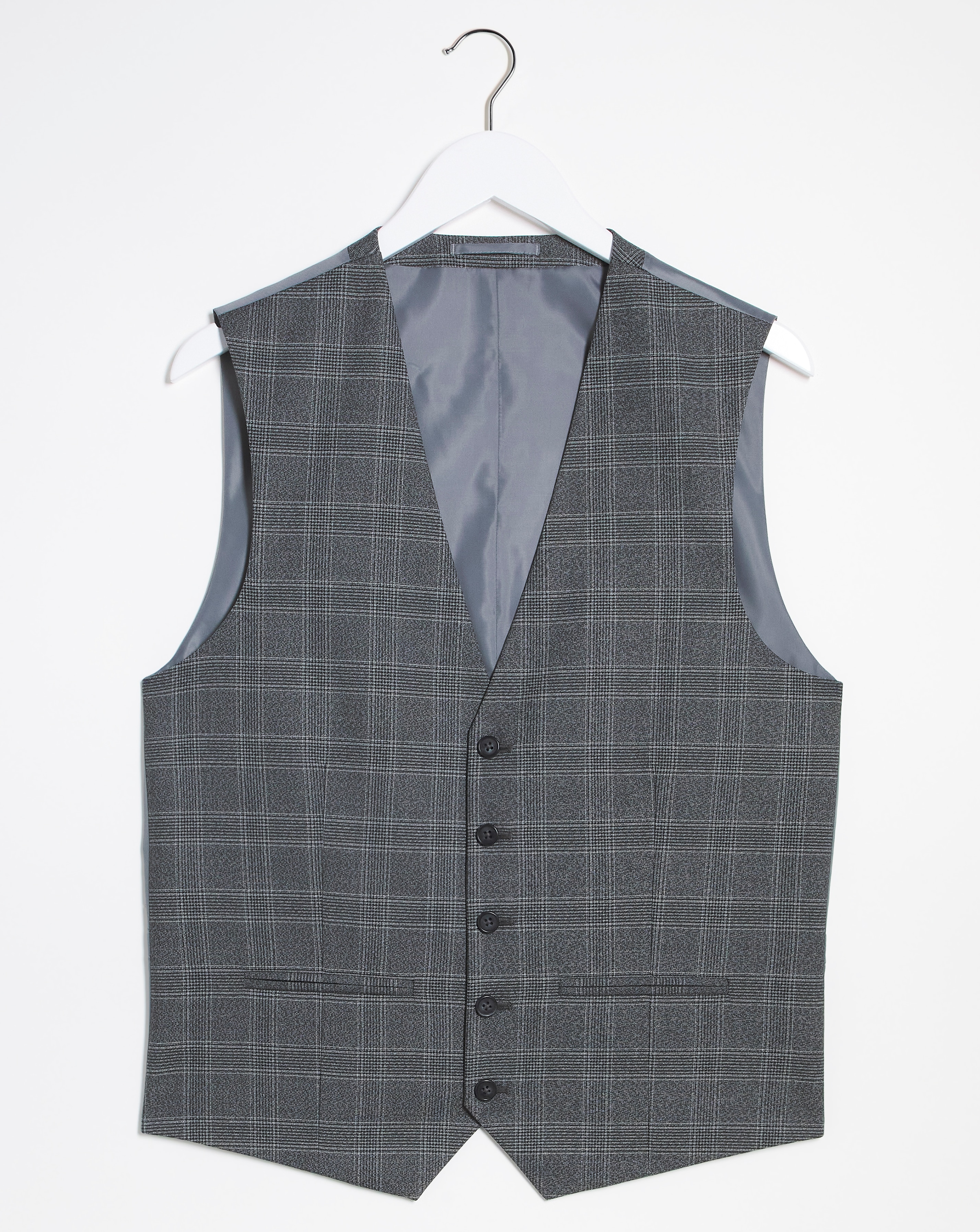 Charcoal Check Regular Fit Waistcoat