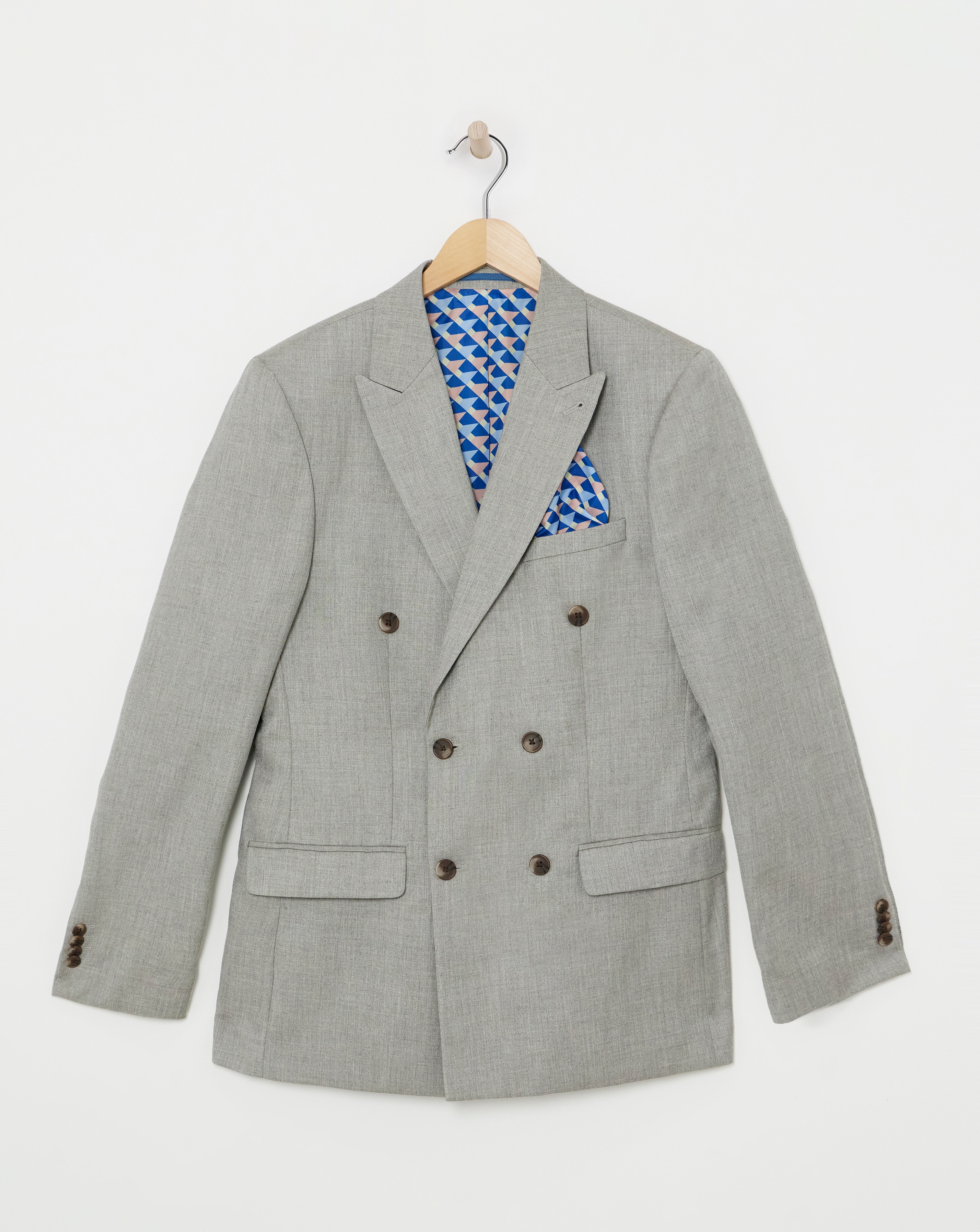 Linen Look Double Breased Suit Jacket