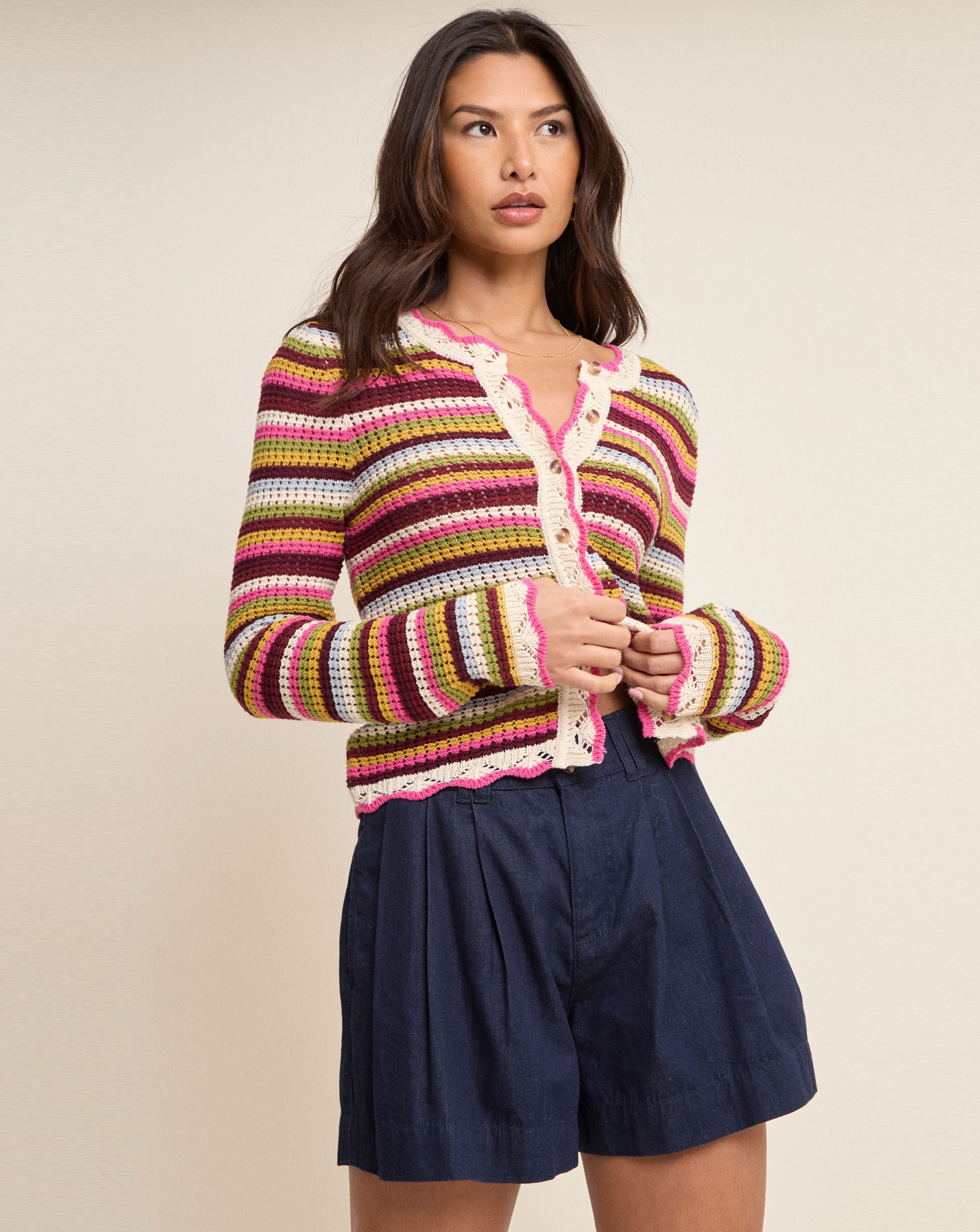 New In - NOBODY'S CHILD MOCK CROCHET CARDIGAN