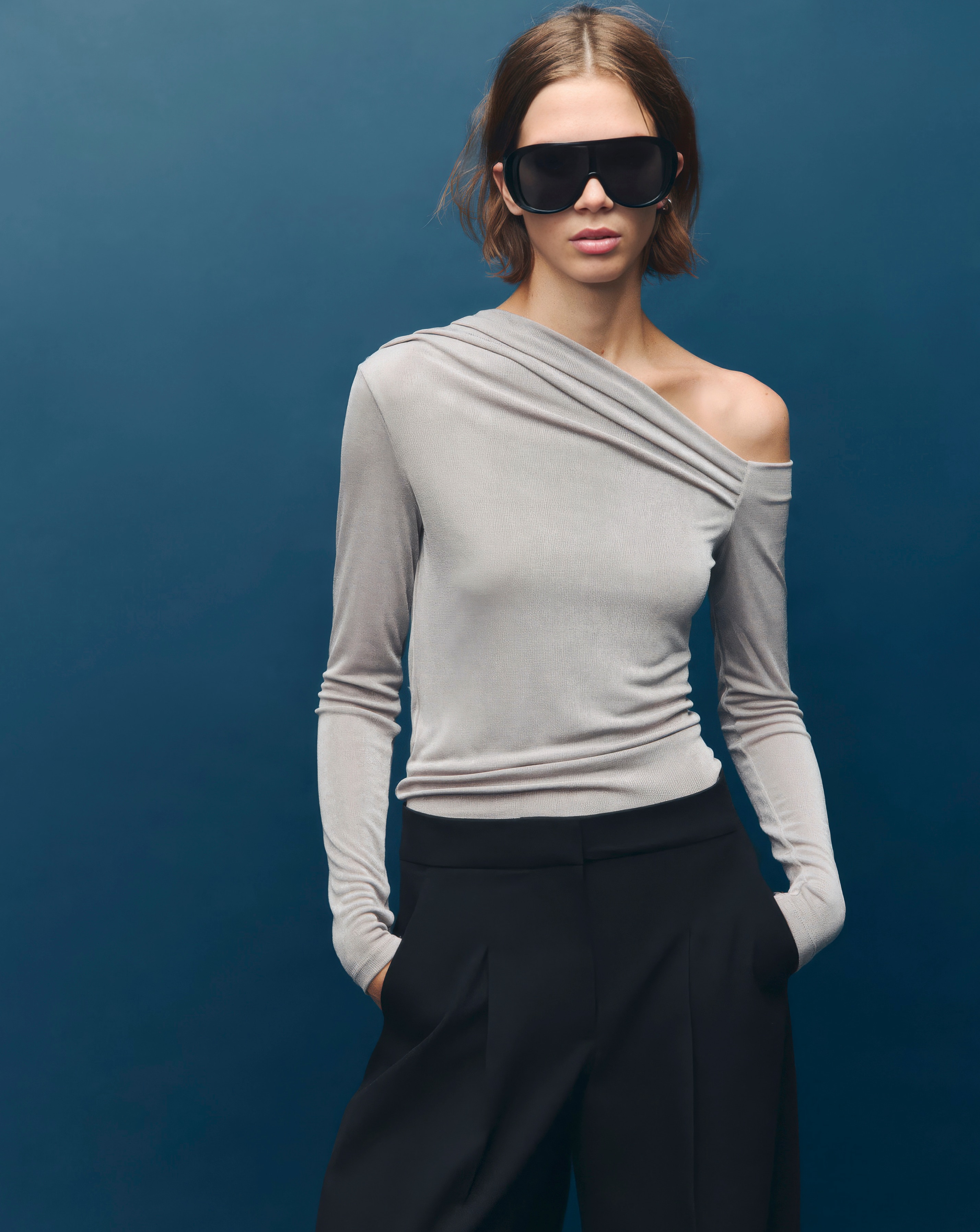 Mango Grey Bardot Jumper