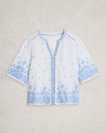 White Stuff Lizie Border Embroidered Top