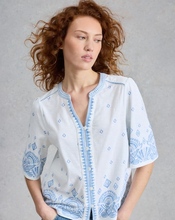 White Stuff Lizie Border Embroidered Top