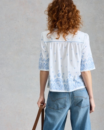 White Stuff Lizie Border Embroidered Top