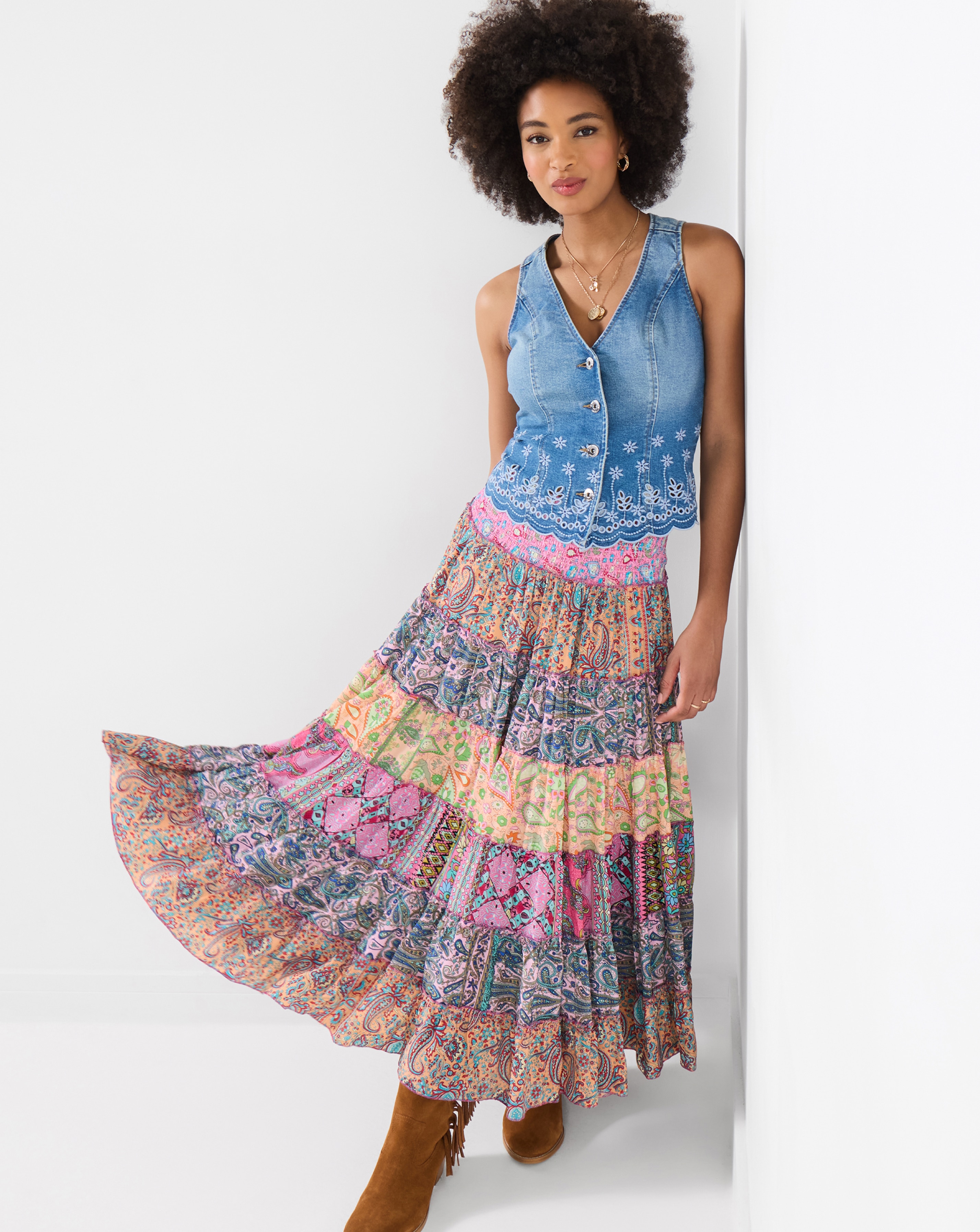 New In - Boho Dreams Tiered Maxi Skirt